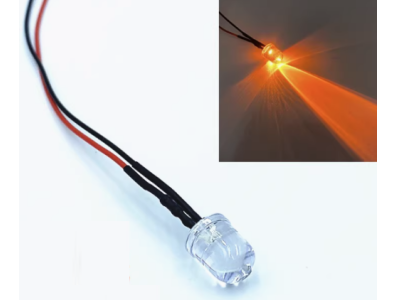LED indicador laranja 3 mm 3 V com lente water clear e cabo 20 cm - Imagem 1