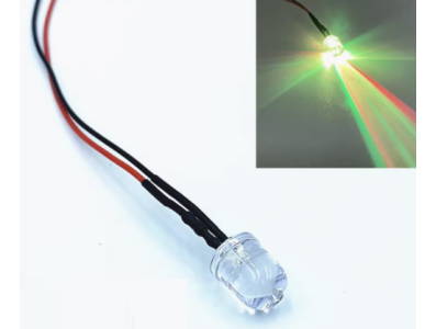 Indicador LED RGB 8 mm transparente 3V pisca r&aacute;pido com cabo 20 cm - Imagem 1
