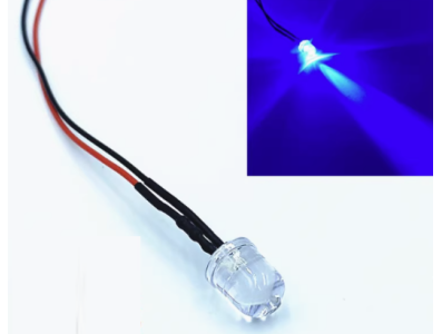 Indicador LED azul 8 mm 12&ndash;18 V transparente com cabo de 20 cm - Imagem 1