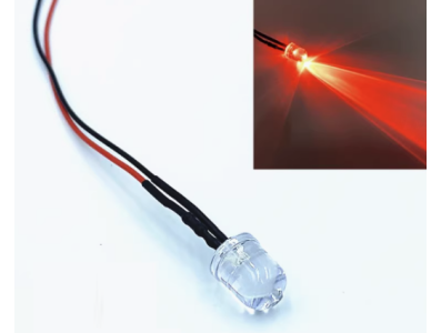 Indicador LED LG vermelho 8 mm transparente 22-28V com cabo 20 cm - Imagem 1