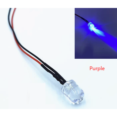 Indicador LED 8 mm 22-28 V roxo com lente transparente e cabo de 20 cm