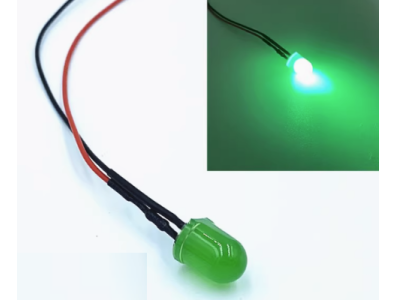 LED Indicador Verde 10 mm 3V com Cabo 20 cm - Imagem 1