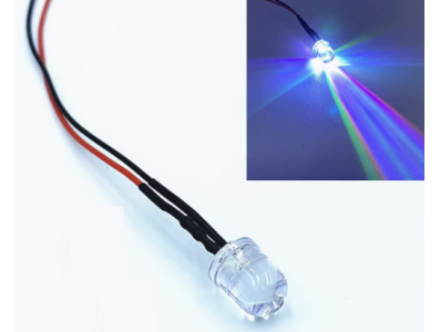 Indicador LED RGB 3V 10 mm transparente (water clear) com pisca lento e cabo 20 cm LG - Imagem 1
