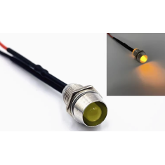 Indicador LED met&aacute;lico amarelo 5 mm 3 V com cabo 20 cm