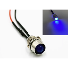 Indicador LED met&aacute;lico azul 5 mm 3 V com cabo de 20 cm LG