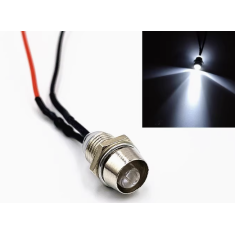 Indicador LED met&aacute;lico 5 mm 3 V branco com cabo 20 cm