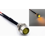 Indicador LED met&aacute;lico amarelo 5 mm 12-18 V com cabo 20 cm