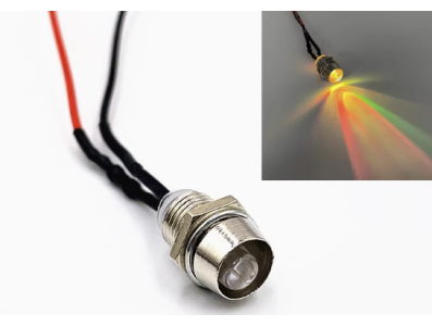 Indicador LED met&aacute;lico RGB 5 mm transparente 12&ndash;18 V com pisca r&aacute;pido e cabo 20 cm - Imagem 1
