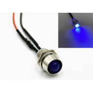 Indicador LED met&aacute;lico azul 5 mm 22 a 28 V com cabo 20 cm