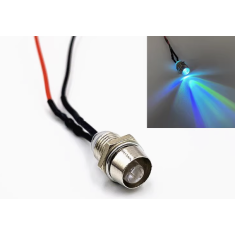 Indicador LED met&aacute;lico 5 mm RGB transparente 22-28 V piscagem lenta com cabo 20 cm