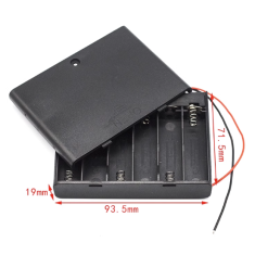 Suporte para 6 pilhas AA com tampa e interruptor Liga/Desliga