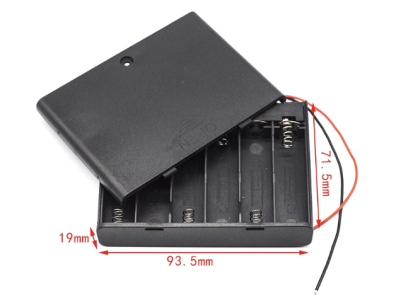 Suporte para 6 pilhas AA com tampa e interruptor Liga/Desliga - Imagem 1