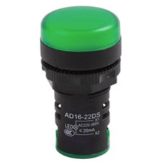 Indicador LED verde 22 mm modelo AD16-22DS AC/DC 12-24V