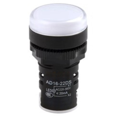 Sinaleiro piloto LED branco 22 mm AD16-22DS AC/DC 12-24 V
