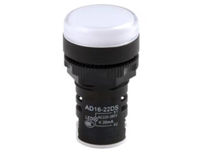 Sinaleiro piloto LED branco 22 mm AD16-22DS AC/DC 12-24 V - Imagem 1