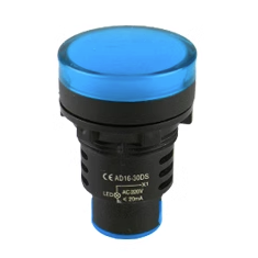 Indicador piloto LED azul 30 mm DC 6V modelo AD16-30DS