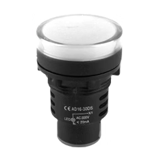 Sinaleiro indicador LED branco 30 mm DC 6V AD16-30DS Power Pilot