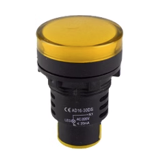 Sinaleiro e Indicador LED Amarelo AC/DC 24V 30 mm AD16-30DS