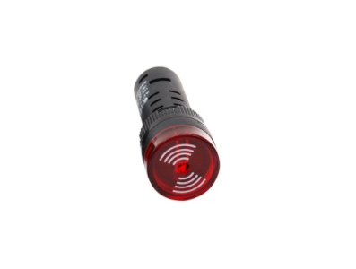 Sinaleiro LED vermelho 16 mm AD16-16SM AC/DC 36V com buzzer embutido - Imagem 1