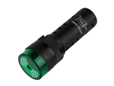 Sinaleiro LED Verde 16 mm AC/DC 24V AD16-16SM com buzzer embutido - Imagem 1