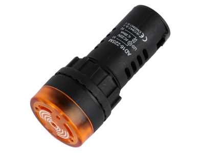 Indicador Sinalizador LED Amarelo 22 mm AD16-22SM AC 220V com buzzer integrado - Imagem 1