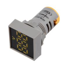 Indicador sinaleiro LED amarelo 22 mm AC 60 a 500 V AD16-22FSV quadrado superf&iacute;cie fosca volt&iacute;metro