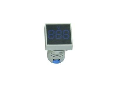 Indicador LED volt&iacute;metro azul AD16-22FSV 22 mm quadrado fosco de superf&iacute;cie AC 60-500 V - Imagem 1