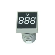 Indicador LED volt&iacute;metro 22 mm AC 60-500 V Branco quadrado com superf&iacute;cie fosca AD16-22FSV