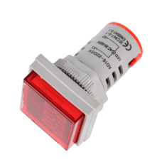 Indicador LED Voltm&eacute;trico Vermelho AC 20-500V 22 mm AD16-22FSV, cobertura quadrada
