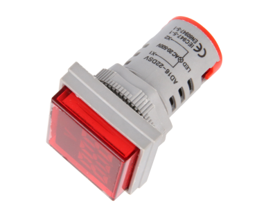Indicador LED Voltm&eacute;trico Vermelho AC 20-500V 22 mm AD16-22FSV, cobertura quadrada - Imagem 1