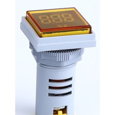 Volt&iacute;metro indicador LED amarelo 22 mm AC 20-500 V AD16-22FSV com tampa quadrada