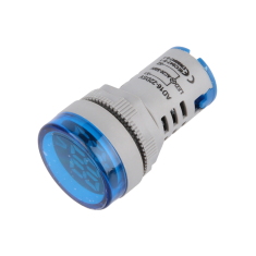 Indicador voltm&eacute;trico LED AD16-22DSV 22 mm Azul AC 20-500V com tubo digital grande