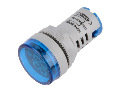 Indicador voltm&eacute;trico LED AD16-22DSV 22 mm Azul AC 20-500V com tubo digital grande - Imagem 1