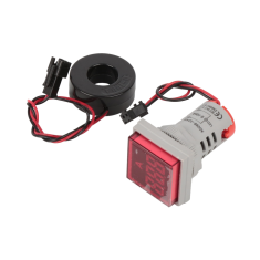 Indicador amper&iacute;metro LED vermelho 0-100 A 22 mm AD16-22FSA, capa quadrada com transformador