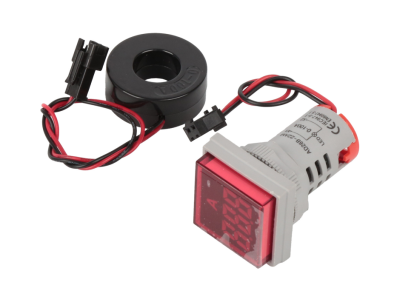 Indicador amper&iacute;metro LED vermelho 0-100 A 22 mm AD16-22FSA, capa quadrada com transformador - Imagem 1