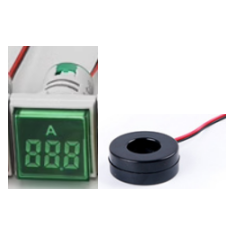 Amper&iacute;metro indicadora LED verde 0-100 A 22 mm AD16-22FSA com tampa quadrada e transformador