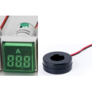 Amper&iacute;metro indicadora LED verde 0-100 A 22 mm AD16-22FSA com tampa quadrada e transformador