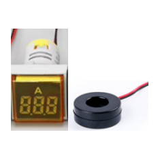 Indicador amper&iacute;metro LED amarelo 0-100A 22mm AD16-22FSA com transformador e cobertura quadrada