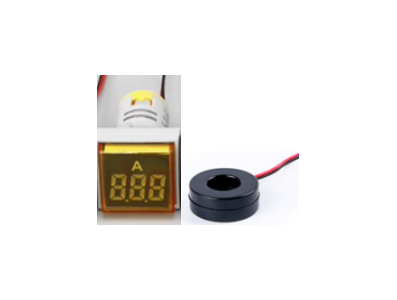 Indicador amper&iacute;metro LED amarelo 0-100A 22mm AD16-22FSA com transformador e cobertura quadrada - Imagem 1