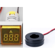 Indicador amper&iacute;metro LED amarelo 0-100A 22mm AD16-22FSA com transformador e cobertura quadrada
