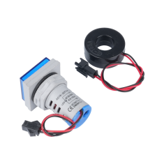 Sinaleiro Indicador de Corrente LED Azul 0 a 100 A 22 mm AD16-22FSA Cobertura Quadrada com Transformador