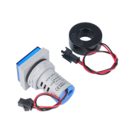 Sinaleiro Indicador de Corrente LED Azul 0 a 100 A 22 mm AD16-22FSA Cobertura Quadrada com Transformador