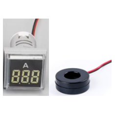 Indicador de Corrente (Amper&iacute;metro) LED Branco AD16-22FSA 22 mm 0-100 A Tampa Quadrada com Transformador
