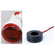 Amper&iacute;metro indicador LED vermelho 0 a 100 A 22 mm AD16-22DSA com transformador
