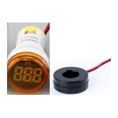 Sinaleiro indicador amper&iacute;metro LED amarelo 0&ndash;100 A 22 mm AD16-22DSA redondo com transformador