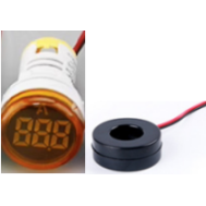 Sinaleiro indicador amper&iacute;metro LED amarelo 0&ndash;100 A 22 mm AD16-22DSA redondo com transformador