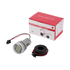 Amper&iacute;metro LED 0-100 A 22 mm Redondo Branco AD16-22DSA com Transformador