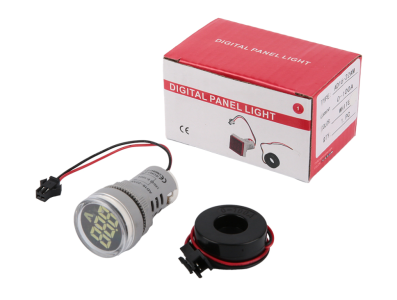 Amper&iacute;metro LED 0-100 A 22 mm Redondo Branco AD16-22DSA com Transformador - Imagem 1