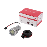 Amper&iacute;metro LED 0-100 A 22 mm Redondo Branco AD16-22DSA com Transformador