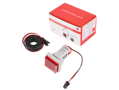 Indicador LED vermelho 22 mm AD16-22FVA (AD16-22VAM) cobertura quadrada dupla indica&ccedil;&atilde;o de tens&atilde;o AC 50 a 500 V e corrente 0 a 1 - Imagem 1